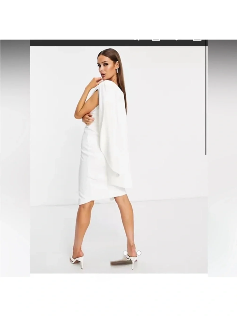 Lavish Alice Half Cape Capelet One Shoulder Wrap Sheath White Dress sz 2 - Picture 3 of 10